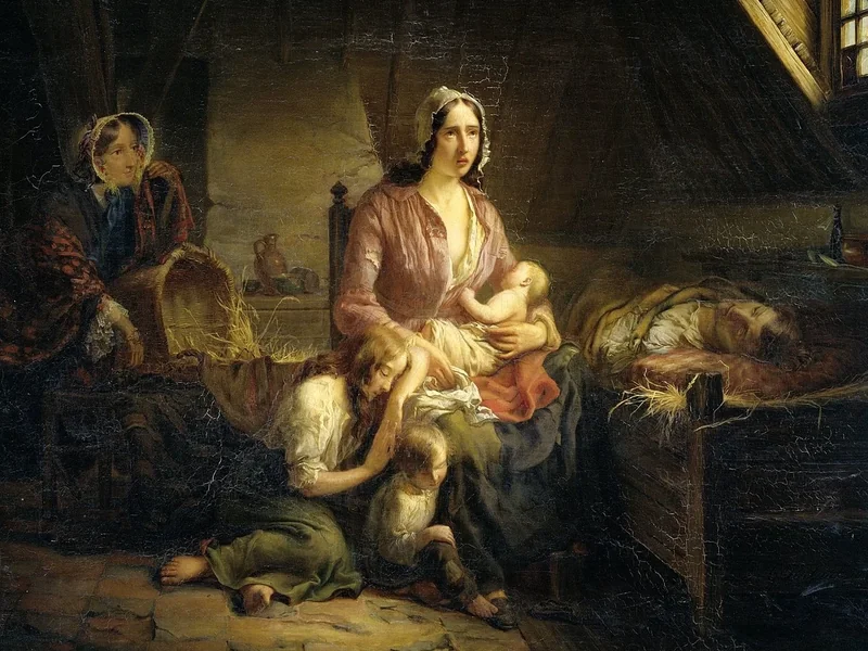 1820-Gerardus Terlaak - Una signora ricca fa visita a una famiglia povera